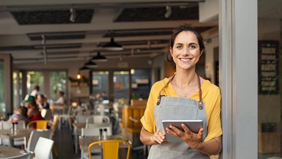 Business owner with equipment